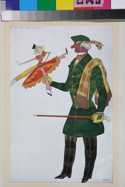 The Englishman, Costume Design for the Ballet "The Magic Toy Shop" by Gioachino Rossini (Colour Lithograph by Leon Bakst) by Leon Bakst