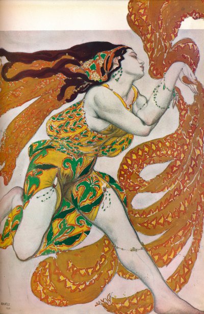 Narcisse: A Bacchante. Costume design for the dance Narcisse by Leon Bakst
