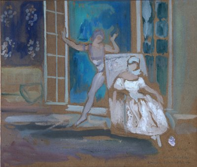 Nijinsky and Karsavina in the ballet Le Spectre de la Rose, 1911 by Leon Bakst