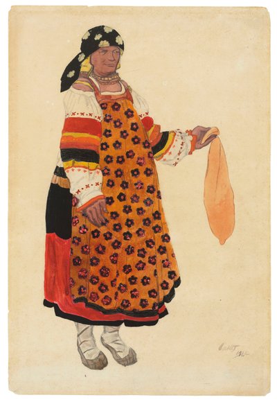 Peasant Woman. Costume Design for the Vaudeville Old Moscow at the Théâtre Femina, Paris by Leon Bakst