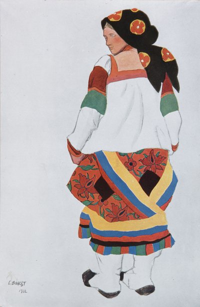 Peasant Woman. Costume Design for the Vaudeville Old Moscow at the Théâtre Femina in Paris by Leon Bakst