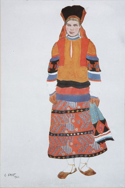 Peasant woman. Costume design for the Vaudeville Old Moscow at the Théâtre Femina in Paris by Leon Bakst