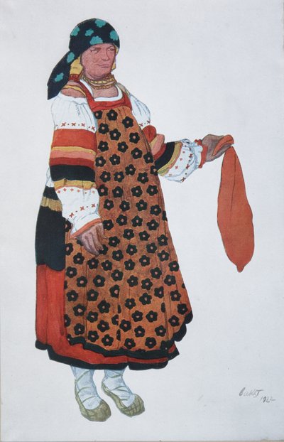 Peasant Woman. Costume Design for the Vaudeville Old Moscow at the Théâtre Femina in Paris by Leon Bakst