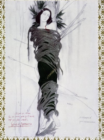 San Sebastian - Watercolour by Bakst and phrase by D