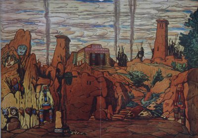 Stage design for the ballet Hélène de Sparte by E. Verhaeren and D. de Séverac by Leon Bakst