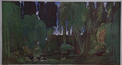 Stage Design for the Ballet Narcisse by N. Tcherepnin by Leon Bakst