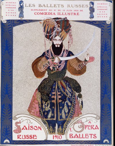The Russian ballets at the opera - watercolor by Bakst, in 
