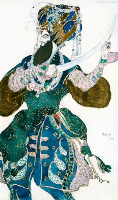 The Shah of Persia, Costume Design for a Ballets Russes Production of Scheherazade by Leon Bakst