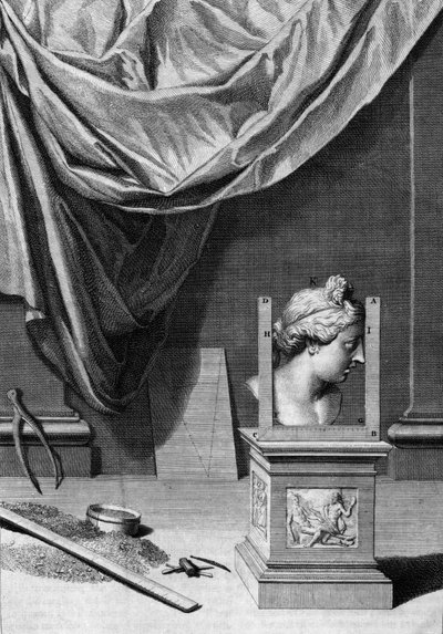 Treats on Architecture, a Bust of a Classical Statue and Architectural Tools: Board from 
