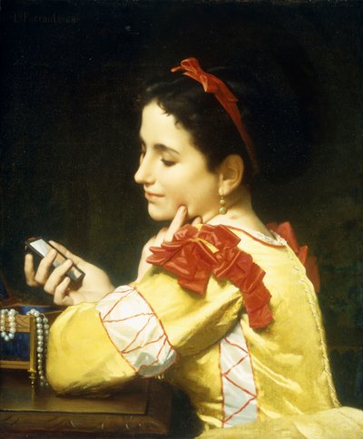 Lady Looking in Hand Mirror by Leon Bazile Perrault
