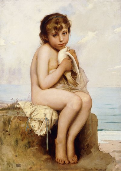 Nude Child with Dove by Leon Bazile Perrault