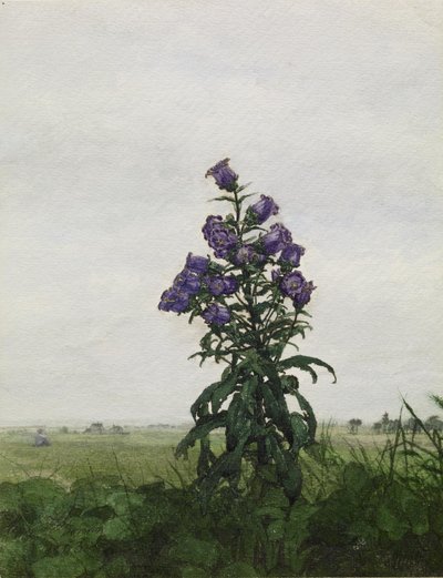 Campanula in front of a Landscape by Léon Bonvin