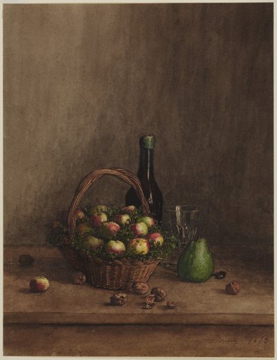 Still Life with Basket of Apples by Léon Bonvin