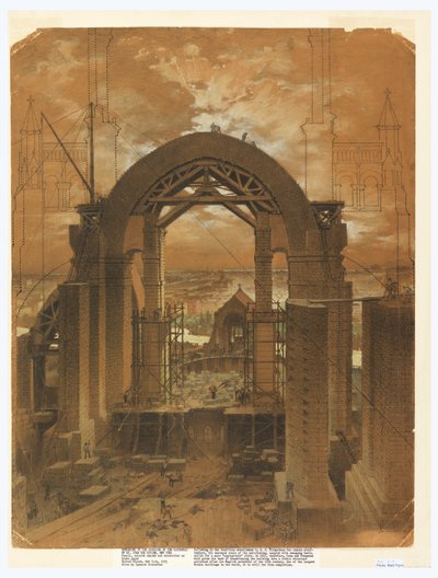 Rendering of the Crossing of the Cathedral of St. John the Divine, New York, NY by Leon Dabo