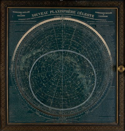 A Planisphere Printed in White on a Dark Blue Background, c.1900 by Leon Jaubert