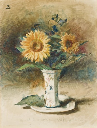 Alas! I am not Van Dyck: two sunflowers in a vase by Leon Joseph Florentin Bonnat