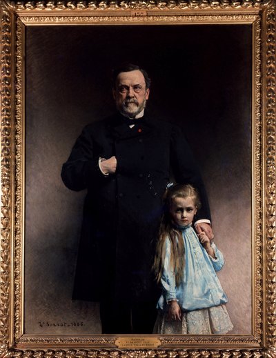 Louis Pasteur and His Granddaughter, Camille Vallery Radot - by Bonnat by Leon Joseph Florentin Bonnat