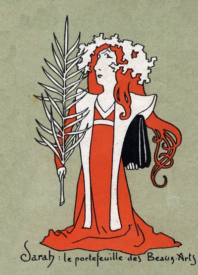 Cartoon by Henriette Rosine Bernard dit Sarah Bernhardt as a Portfolio of Fine Arts - Illustration by Leon Lebegue by Leon Lebegue