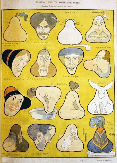 Humorous Depictions of Faces, Human Beings and Animals to be Found in the Shape of a Pear by Leon Lebegue