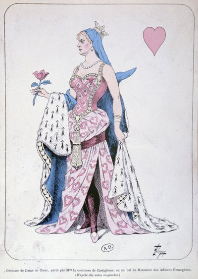 La Castiglione Dressed as the Queen of Hearts for a Ball at the Foreign Ministry in Paris by Leon Lebegue