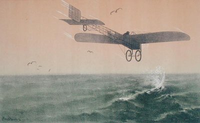 Louis Bleriot crossing the English Channel for the first time by plane on the 25th July 1909 by Leon Pousthomis