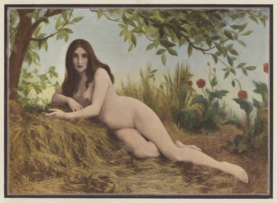 Summer, woman lying in the hay by Leon Printemps