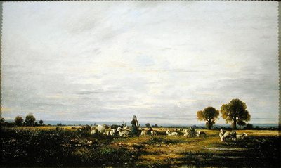 Shepherdess Watching Her Flock by Leon Victor Dupre