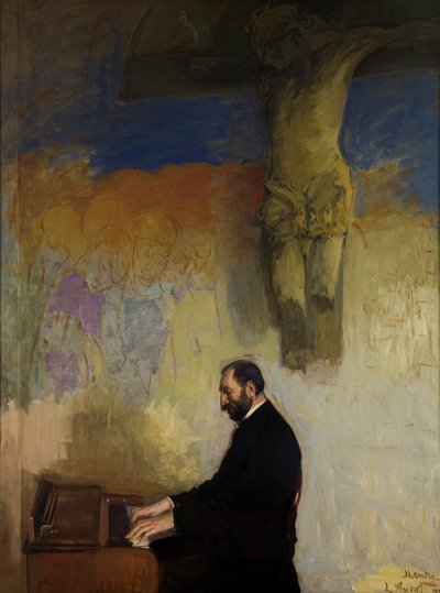 Portrait of Feliks Jasienski at the Organ by Leon Wyczolkowski