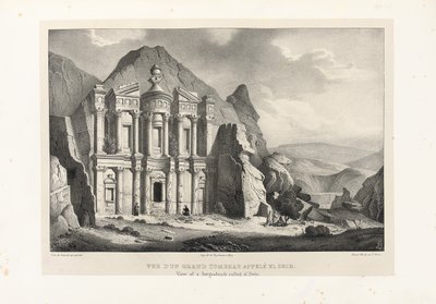 View of a large tomb called El Deir, Petra, 1830 by Leon de Laborde