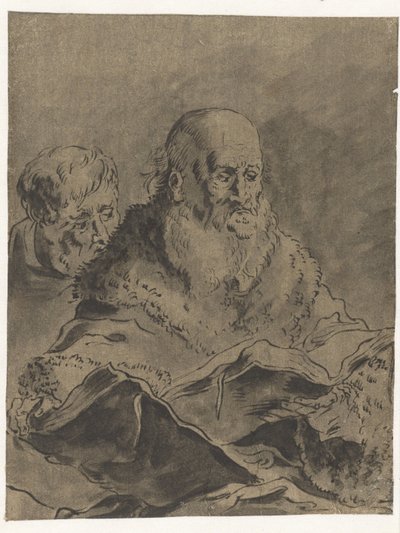 Bearded Man in Fur Coat with Two Open Books by Leonaert Bramer