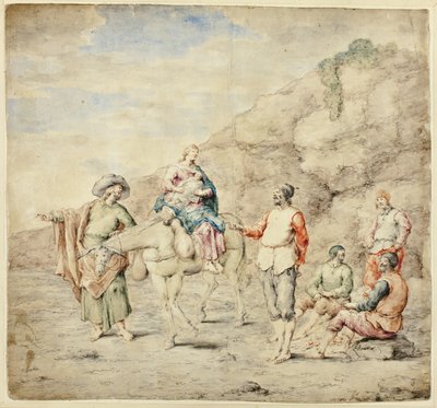 Holy Family Passing Four Men by Leonard Bramer