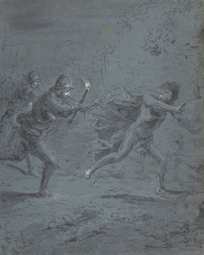 Night scene with soldiers chasing a fugitive Mark XIV by Leonard Bramer