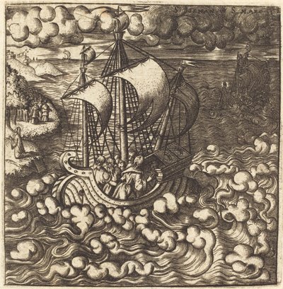 Christ Praying while His Disciples are in a Boat on a Windy Sea by Leonard Gaultier