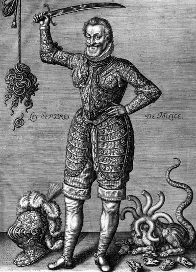 Henri IV (1553-1610) French King in 1589-1610, Here Wearing an Armour, Holding a Sword, as a Righter of Wrongs (engraving by Leonard Gaultier) by Leonard Gaultier