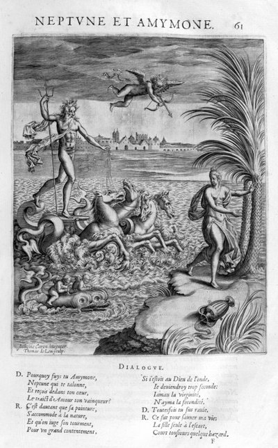 Neptune with Amymone, Daughter of Danaus, Whom He Prevents Being Assaulted by a Satyr by Leonard Gaultier