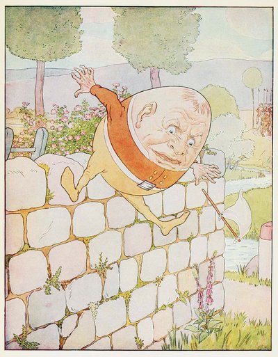 Humpty Dumpty had a great fall, from A Nursery Rhyme Picture Book by Leonard Leslie Brooke