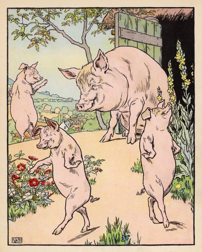 Illustration for The Three Little Pigs by Leonard Leslie Brooke