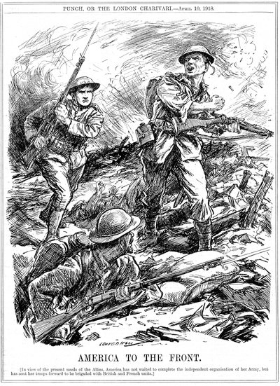 American reinforcements to aid the Allied troops before the main US Army arrived, World War 1 by Leonard Raven Hill