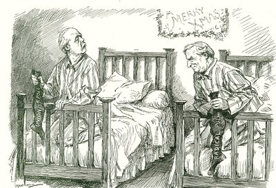 Arthur Balfour, Conservative, and Herbert Asquith, Liberal, with Their Christmas Stockings. In the General Election of December 1910 Neither Had an Overall Majority. Asquith Was Able to Form a Government in Coalition with the Irish National Party. by Leonard Raven Hill