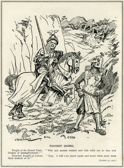 The Labour Party refuses to join Lloyd George in slaying the dragon of unemployment, 1921 by Leonard Raven Hill