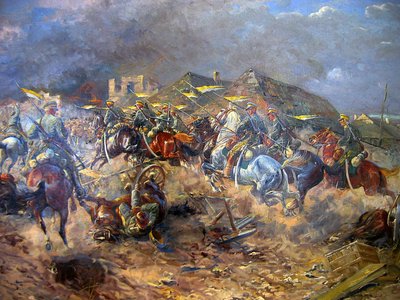 Attack of Polish Uhlans on Bolsheviks near Sloutsk 1919 by Leonard Winterowski