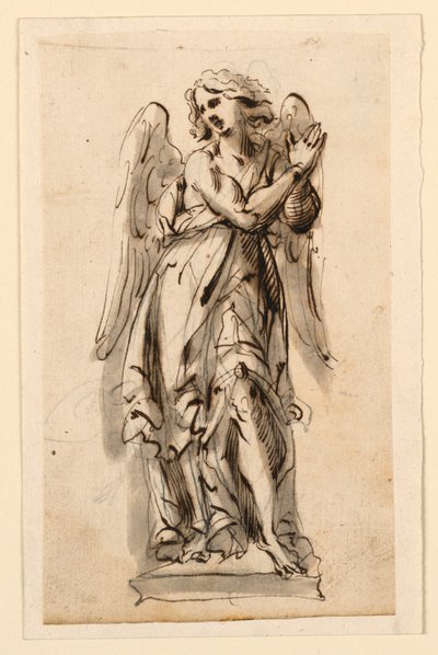 Design for Sculpture, Angel in Adoration by Leonardo Scaglia