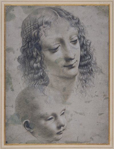 The Head of a Woman and the Head of a Baby by Leonardo da (follower of) Vinci