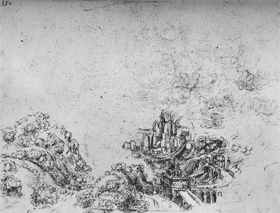 A Flood Breaking Into A Valley by Leonardo da Vinci