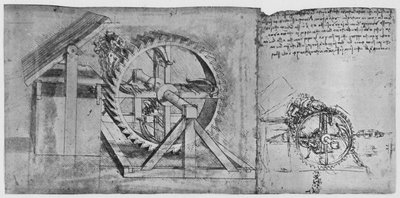 A Large Wheel Which Is Resolved and Fires Four Crossbows in Succession by Leonardo da Vinci