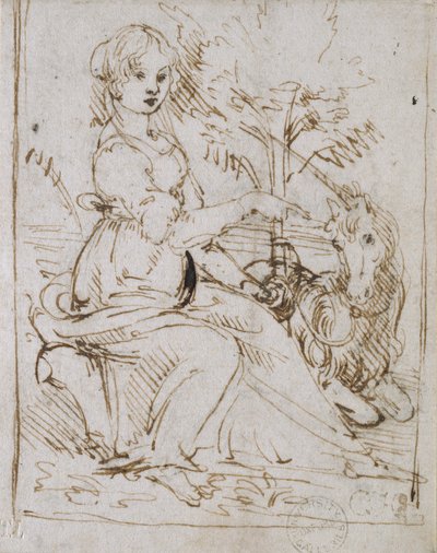 A Maiden with a Unicorn, late 1470s by Leonardo da Vinci
