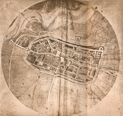A Map Representing the Town of Imola, Italy by Leonardo da Vinci