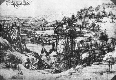A sketch of a countryside view, 15th century 1930 by Leonardo da Vinci