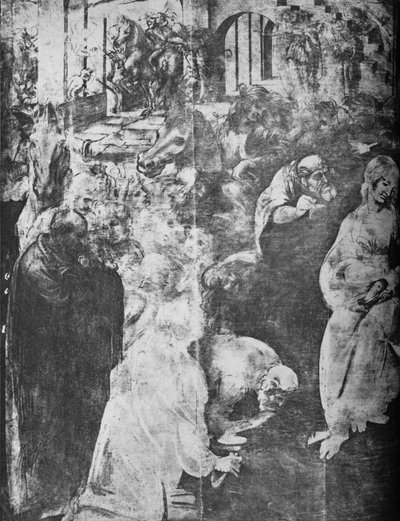 Adoration of the Magi (detail) by Leonardo da Vinci