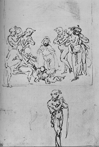 Adoration of the Shepherd and Separate Study of a Shepherd, c1480 1945 by Leonardo da Vinci